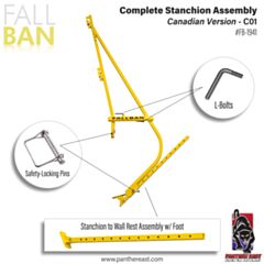 FALL BAN CANADIAN STANCHION ASSEMBLY CABLE GUARD KIT SYSTEM COMPONENTS FB-1941 C01