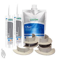 ChemLink E-Curb Kits - Pourable Penetration Sealant 1-Part, and M-1 Multi-Purpose Adhesive Sealant Tubes.
