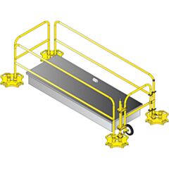 BLUEWATER ROOF HATCH STAIRWAY HATCH GUARD RAIL SAFETY RAILING KIT NON-PENETRATING YELLOW OSHA RAILS WITH SAFETY GATE WEIGHTED BASES AND LOCKING PINS. BLUEWATER 500048